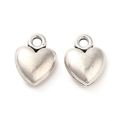 Antique Silver Tibetan Style Alloy Charms, Heart Charm, Antique Silver, 10x7.5x3.5mm, Hole: 1.4mm, about 714pcs/500g