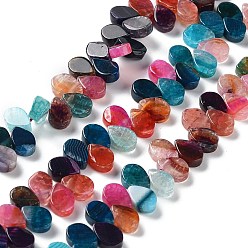 Colorful Natural Agate Beads Strands, Dyed & Heated, Top Drilled, Teardrop, Colorful, 8x5x3mm, Hole: 0.8~1mm, about 52~55pcs/strand, 7.48~7.87 inch(19~20cm)