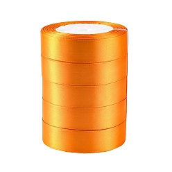 Оранжевый Односторонняя атласная лента, Полиэфирная лента, оранжевые, 1 дюйм (25 мм) шириной, 25yards / рулон (22.86 м / рулон), 5 рулоны / группа, 125yards / группа (114.3 м / группа)