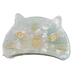 Medium Turquoise Cat Cellulose Acetate(Resin) Claw Hair Clips for Women and Girls, Medium Turquoise, 44x69mm