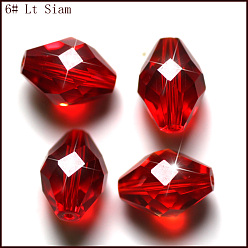 Red Imitation Austrian Crystal Beads, Grade AAA, Faceted, Bicone, Red, 6x9.5mm, Hole: 0.7~0.9mm