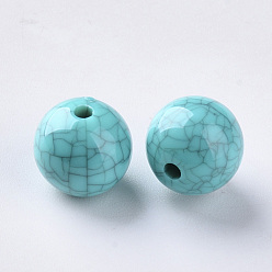 Turquoise Foncé Perles acryliques, style de turquoise d'imitation, ronde, turquoise foncé, 15.5x15mm, trou: 2 mm, environ 217 pcs / 500 g