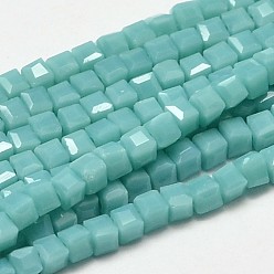 Sky Blue Faceted Cube Glass Beads Strands, Sky Blue, 2.5x2.5x2.5mm, Hole: 0.5mm, about 185pcs/strand, 15.7 inch