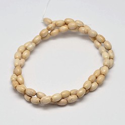 Creamy White Oval Natural Magnesite Beads Strands, Creamy White, 7x5mm, Hole: 1mm, about 61pcs/strand, 15.7 inch