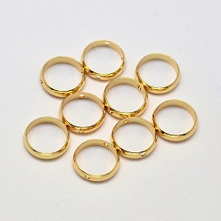 Chapado en Oro Real 18K Marcos de perlas anillo de latón, sin cadmio y níque y plomo, real 18 k chapado en oro, 10x2.5 mm, agujero: 1 mm
