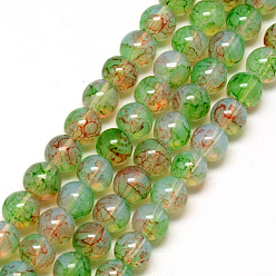 Lime Vert Cuisson perles de verre peintes brins, imitation opalite, ronde, lime green, 6mm, Trou: 1.3~1.6mm, Environ 133 pcs/chapelet, 31.4 pouce