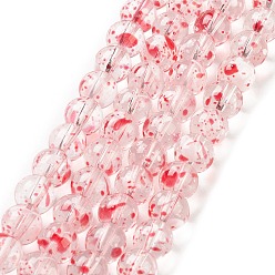 Roja Hilo de abalorios de vidrio transparente, rondo, rojo, 8 mm, agujero: 1.2 mm, sobre 102 unidades / cadena, 30.24'' (76.8 cm)