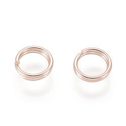 Oro Rosa 304 anillos partidos de acero inoxidable, anillos de salto de doble bucle, oro rosa, 5x1 mm, diámetro interior: 3.7 mm, alambre simple: 0.5 mm