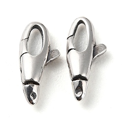 Antique Silver 925 Thailand Sterling Silver Lobster Claw Clasps, Antique Silver, 12x5x3mm, Hole: 0.7mm