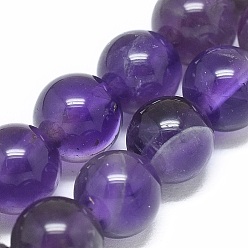 Amethyst Natural Amethyst Beads Strands, Round, 6.5mm, Hole: 0.8mm, about 28pcs/strand, 6.8 inch(17.5cm)