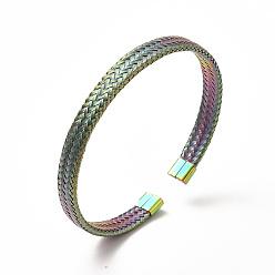 Rainbow Color 304 сетчатые цепочки из нержавеющей стали образуют открытый браслет-манжету для женщин, Радуга цветов, внутренний диаметр: 2-1/4x2-1/8 дюйм (5.4x5.8 см)