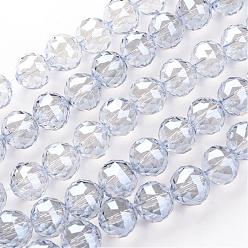 Alice Blue Electroplate Glass Bead Strands, Pearl Luster Plated, Faceted, teardrop, Alice Blue, 13.5mm, Hole: 2mm, about 18pcs/strand, 9 inch(23cm)