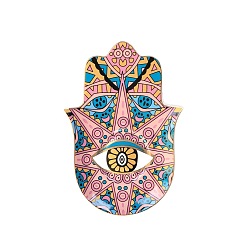 Разноцветный Хамса рука/рука Мириам со сглазом керамическая тарелка для украшений, лоток для хранения колец, , серьга, красочный, 160x115 мм