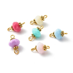 Mixed Color Acrylic Imitation Jelly Connector Charms, Faceted Rondelle Links, with Golden Plated Alloy & Iron Findings, Mixed Color, 16x8x5mm, Hole: 1.6~3mm