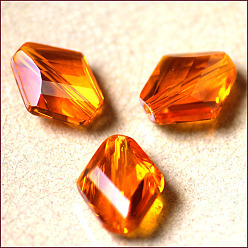 Dark Orange Imitation Austrian Crystal Beads, Grade AAA, Faceted, Rhombus, Dark Orange, 12x10x5mm, Hole: 0.9~1mm
