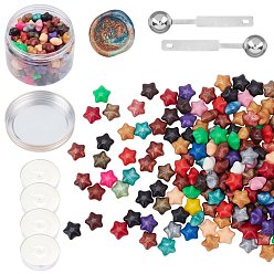 Colorful CRASPIRE Sealing Wax Particles Kits for Retro Seal Stamp, with Stainless Steel Spoon, Candle, Plastic Empty Containers, Colorful, 9mm, 200pcs