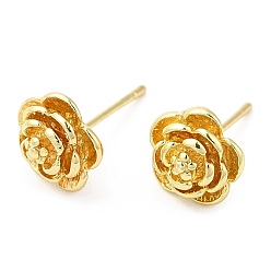 Light Gold Boucles d'oreilles en alliage de fleurs pour femmes, avec 304 axe en acier inoxydable, sans cadmium et sans plomb, or et de lumière, 8.5x9mm