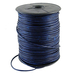 Bleu Foncé Coréen cordon ciré, polyester cordon, bleu foncé, 2~3mm, environ 93 yard / rouleau