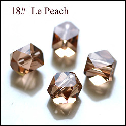 Melocotón de Soplo Imitación perlas de cristal austriaco, aaa grado, facetados, cuentas de cubo sin esquinas, peachpuff, 7.5x7.5x7.5 mm, agujero: 0.9~1 mm