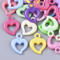 Mixed Color Opaque Acrylic Pendants, Heart, Mixed Color, 20x15x4mm, Hole: 3mm, about 1300pcs/500g