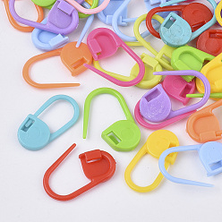 Mixed Color Plastic Knitting Crochet Locking Stitch Markers Holder, Mixed Color, 21x11x3mm, Hole: 8x10mm, about 200pcs/bag