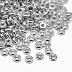 Platinum Brass Flat Round Spacer Beads, Platinum, 4x1.5mm, Hole: 1.5mm