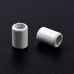 Blanco Perlas de aleación pintadas con aerosol para enchapado en estante de columna para la fabricación de joyas, sin cadmio y níque y plomo, blanco, 6.5x4.5 mm, agujero: 3.3 mm