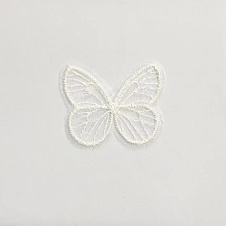 Blanco Mariposa bordado computarizado organza coser en accesorios de adorno, apliques, blanco, 40~50 mm