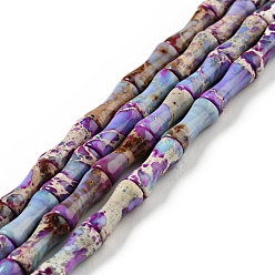 Темно-Фиолетовый Натуральные имперские нитки из бисера яшмы, окрашенные, колонка, темно-фиолетовый, 13.5x5.5 мм, отверстие : 1.4 мм, около 31 шт / нитка, 16.54~16.65'' (42~42.3 см)