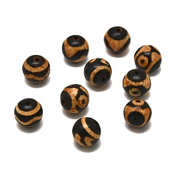 Motifs Mixtes Style tibétain perles dzi, perles en agate naturelles, teint, ronde, motifs mixtes, 9.5~10.5mm, Trou: 1.4~1.6mm