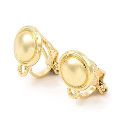 Golden Alloy Clip-on Earring Findings, with Horizontal Loops, for Non-pierced Ears, Flat Round, Golden, 14.5x10x13mm, Hole: 1.6mm