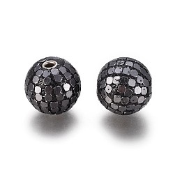 Black Round Handmade Indonesia Beads, with Alloy Findings and Platinum Plated Double Cores, Black, 20x18mm, Hole: 3mm