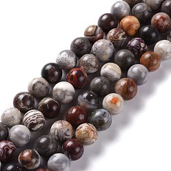 Agate Crazy Lace Naturelles folles rondes en agate perles brins, 12mm, Trou: 1.4mm, Environ 33 pcs/chapelet