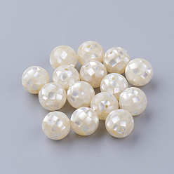 Seashell Color Natural White Shell Beads, Mother of Pearl Shell Beads, Round, Seashell Color, 12mm, Hole: 1mm