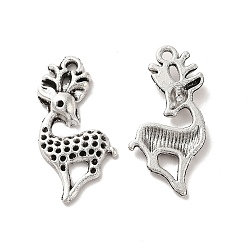 Antique Silver Tibetan Style Alloy Pendant Rhinestone Settings, Deer, Nickel, Antique Silver, Fit for 0.9mm Rhinestone, 28.5x15.5x3mm, Hole: 2mm, about 333pcs/500g