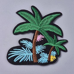 Colorful Computerized Embroidery Cloth Iron On/Sew On Patches, Costume Accessories, Coconut Tree, Colorful, 86x80x1mm