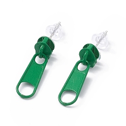 Verde Pendientes colgantes con hebilla y cremallera de aleación con alfileres de hierro para mujer, verde, 25.5 mm, pin: 0.7 mm