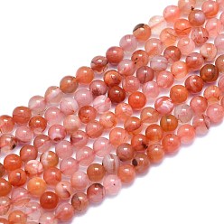 Natural Agate Natural South Red Agate Beads Strands, Round, 6~6.5mm, Hole: 0.8mm, about 60pcs/Strand, 14.96 inch(38cm)