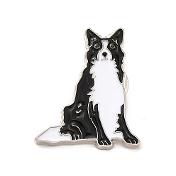 Dog Dog Enamel Pin with Brass Butterfly Clutches, Alloy Badge for Backpack Clothing, Border Collie, 27.5x23x10mm, Pin: 1.1mm