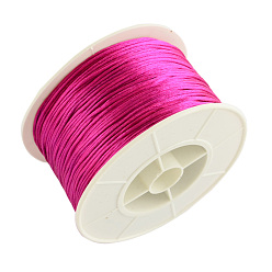 Magenta Fil de nylon ronde, corde de satin de rattail, pour création de noeud chinois, magenta, 1mm, 100 yards / rouleau