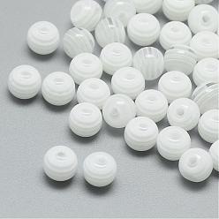 Blanco Cuentas de resina de franjas transparentes, rondo, blanco, 6 mm, agujero: 1 mm