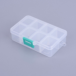 Blanc Boîte en plastique de stockage d'organisateur, boîtes diviseurs réglables, rectangle, blanc, 11x7x3 cm, 1 compartiment: 3x2.5cm, 8 compartiment / boîte