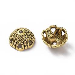 Antique Golden Tibetan Style Bead Caps,Cadmium Free & Nickel Free & Lead Free, Antique Golden, 7x12mm, Hole: 1.5mm
