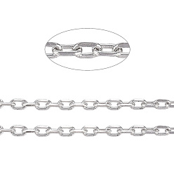 Couleur Acier Inoxydable 304 chaînes de câbles en acier inoxydable, chaînes de coupe de diamant, soudé, facette, avec bobine, ovale, couleur inox, 1.5x1x0.3mm, environ 32.8 pieds (10 m)/rouleau