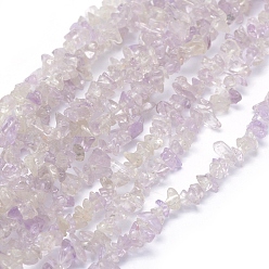 Améthyste Chapelets de perles naturelles améthyste, puce, 3~5mm, Trou: 0.6mm, environ 33 pouces (84 cm)