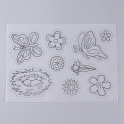 Noir Papier de film thermorétractable en plastique, avec différents modèles pour les enfants adultes artisanat créatif bricolage, motif de fleurs et de papillons, noir, 200~210x140~153x0.3mm