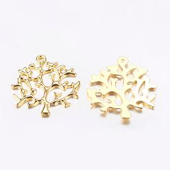 Golden Tibetan Style Alloy Pendants, Lead Free and Cadmium Free, Tree of Life, Golden, 45x40x2mm, Hole: 2mm