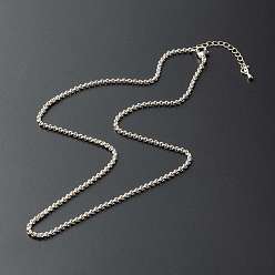 Argent 304 colliers de chaîne rolo en acier inoxydable, avec rallonge de chaîne en laiton, argenterie, 45x0.25 cm