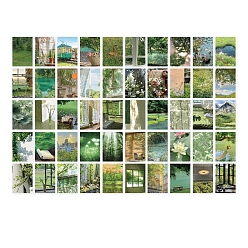 Светло-зеленый 50 шт. 50 стили прямоугольной бумаги, самоклеящиеся наклейки, пейзажные декоративные наклейки, для diy scrapbooking, светло-зеленый, 100x50 мм, 1 шт / стиль