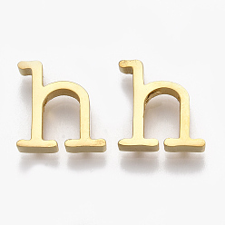 Letter H 304 Stainless Steel Pendants, Golden, Letter, Letter.H, 13x13x3mm, Hole: 1.8mm